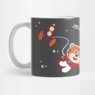 Space tiger or astronaut in a space suit with cartoon style Mug